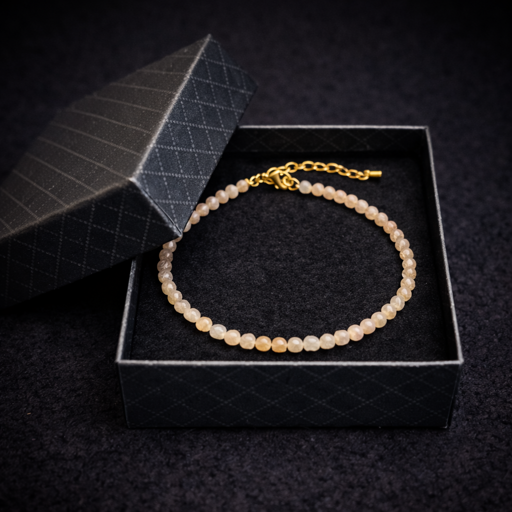 Bratara din Piatra Soarelui 3 mm – Energie Pozitiva, Incredere in Sine si Vitalitate | 17 cm