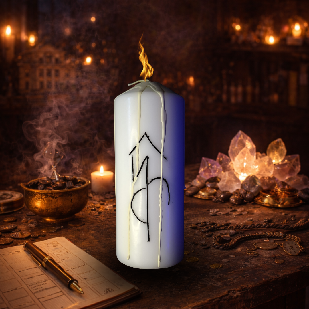 Putere si Curaj in Momente Dificile – Lumanare Talisman cu Sigilii Runice pentru Forta Interioara, Rezilienta, Claritate si Sustinere Emotionala – Giovani Tarot