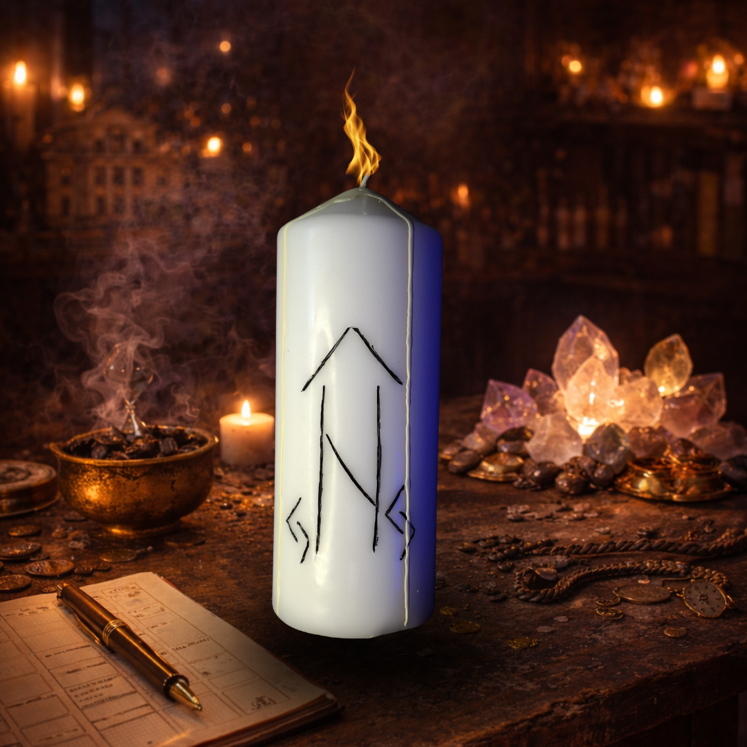 Prosperitate Profesionala – Lumanare Talisman cu Sigilii Runice pentru Evolutie in Cariera, Claritate, Stabilitate si Sustinere Energetica a Drumului Profesional – Giovani Tarot