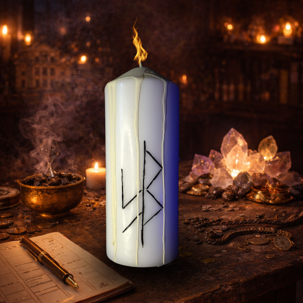 Vindecare Traume: Frica si Tristete – Lumanare Talisman cu Sigilii Runice pentru Calm Emotional, Siguranta Interioara, Eliberare si Armonizare Energetica – Giovani Tarot