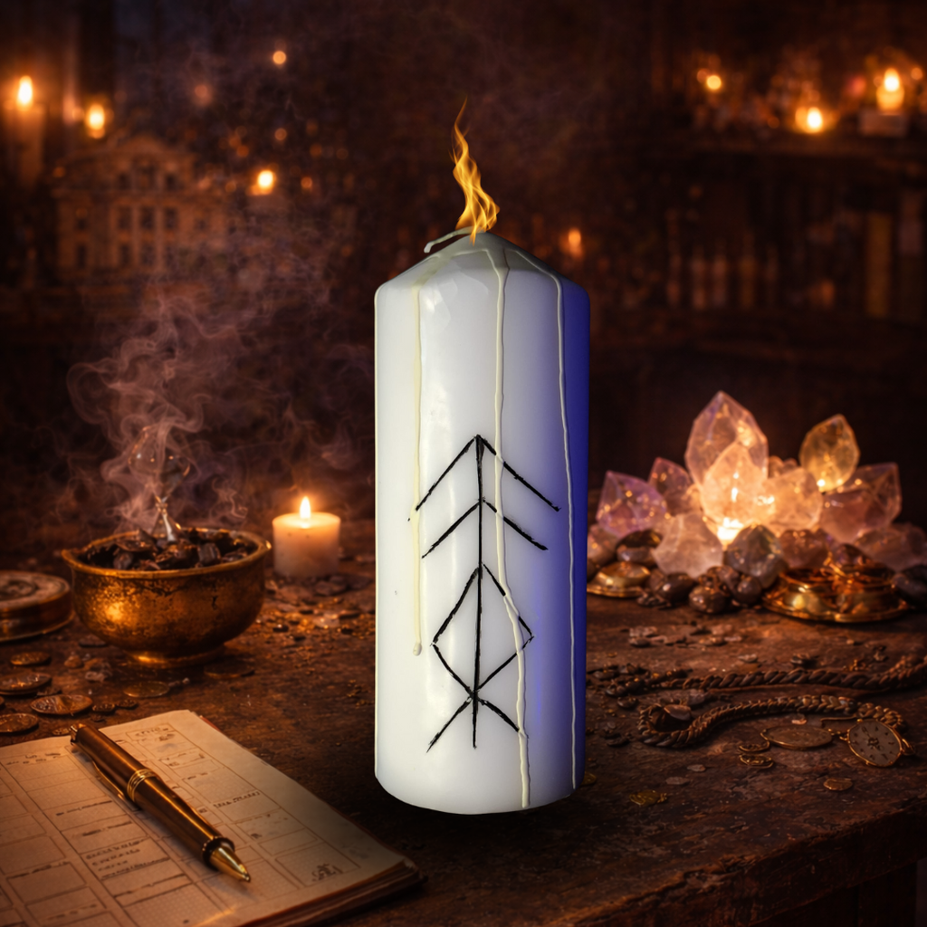 Activarea Protectiei Stramosesti – Lumanare Talisman cu Sigilii Runice pentru Protectie Spirituala, Echilibru Energetic si Sustinere Ancestrala – Giovani Tarot