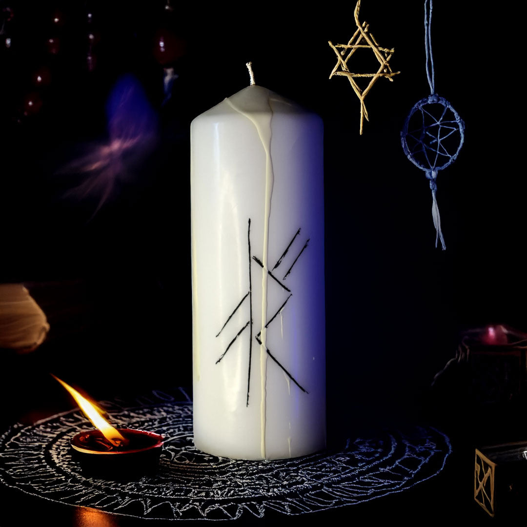 Calauzire Divina – Lumanare Talisman cu Sigilii Runice pentru Claritate Interioara, Indrumare Spirituala, Decizii Constiente si Echilibru Energetic – Giovani Tarot