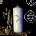 Dreptate Divina – Lumanare Talisman cu Sigilii Runice pentru Echilibru Energetic, Protectie Spirituala, Delimitare si Claritate Interioara – Giovani Tarot