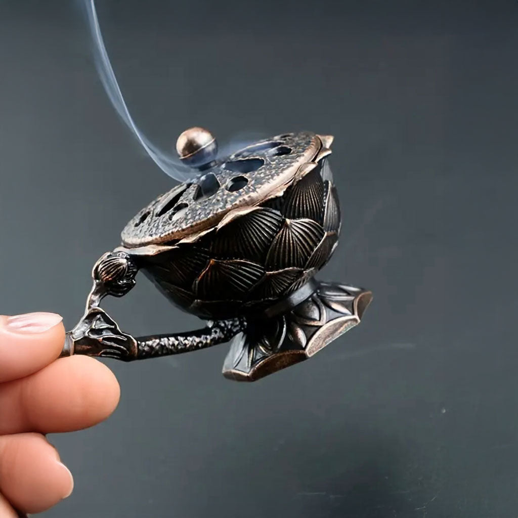 Suport pentru tamaie din metal cu capac – arzator pentru tamaie rasina si carbune