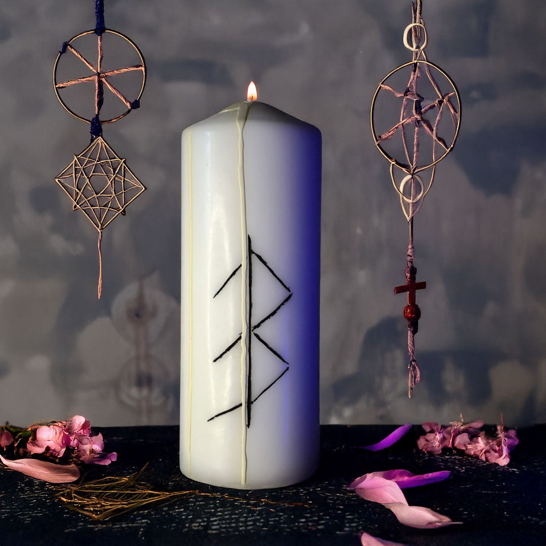 Impacare si Comunicare Pasnica – Lumanare Talisman cu Sigilii Runice pentru Armonie in Relatii, Dialog Echilibrat, Calm Emotional si Claritate Interioara – Giovani Tarot