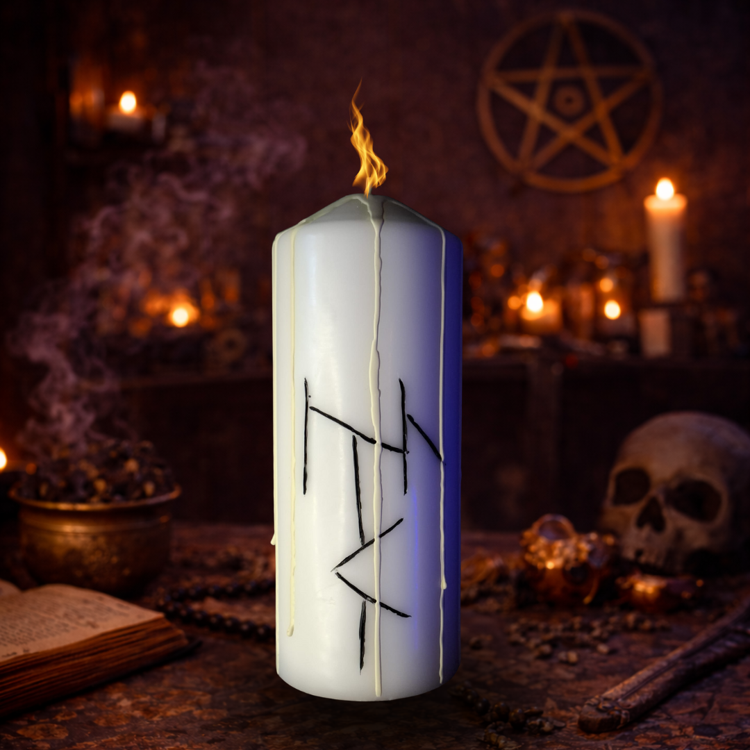 Eliberere Atasamente Toxice – Lumanare Talisman cu Sigilii Runice pentru Eliberare Emotionala, Delimitare Energetica, Claritate si Echilibru Interior – Giovani Tarot