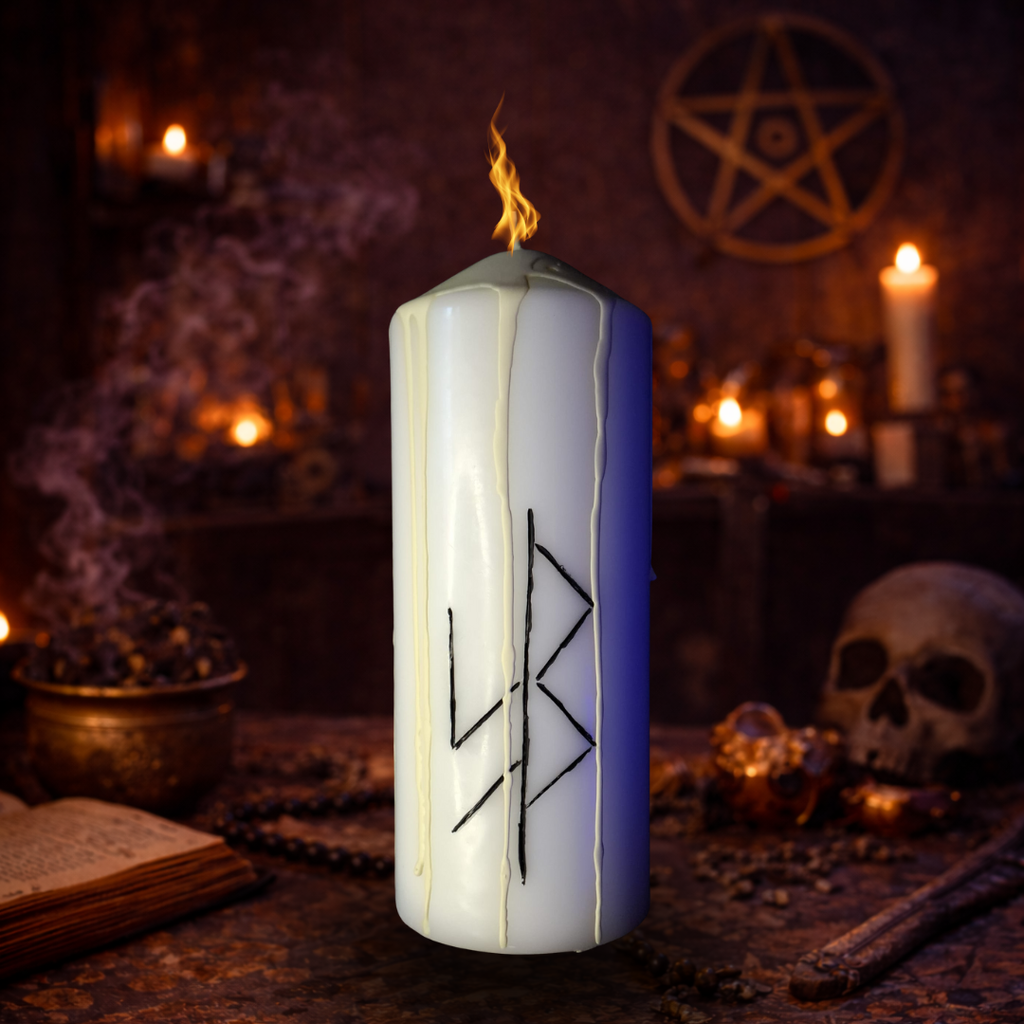 Vindecare Traume: Frica si Tristete – Lumanare Talisman cu Sigilii Runice pentru Calm Emotional, Siguranta Interioara, Eliberare si Armonizare Energetica – Giovani Tarot