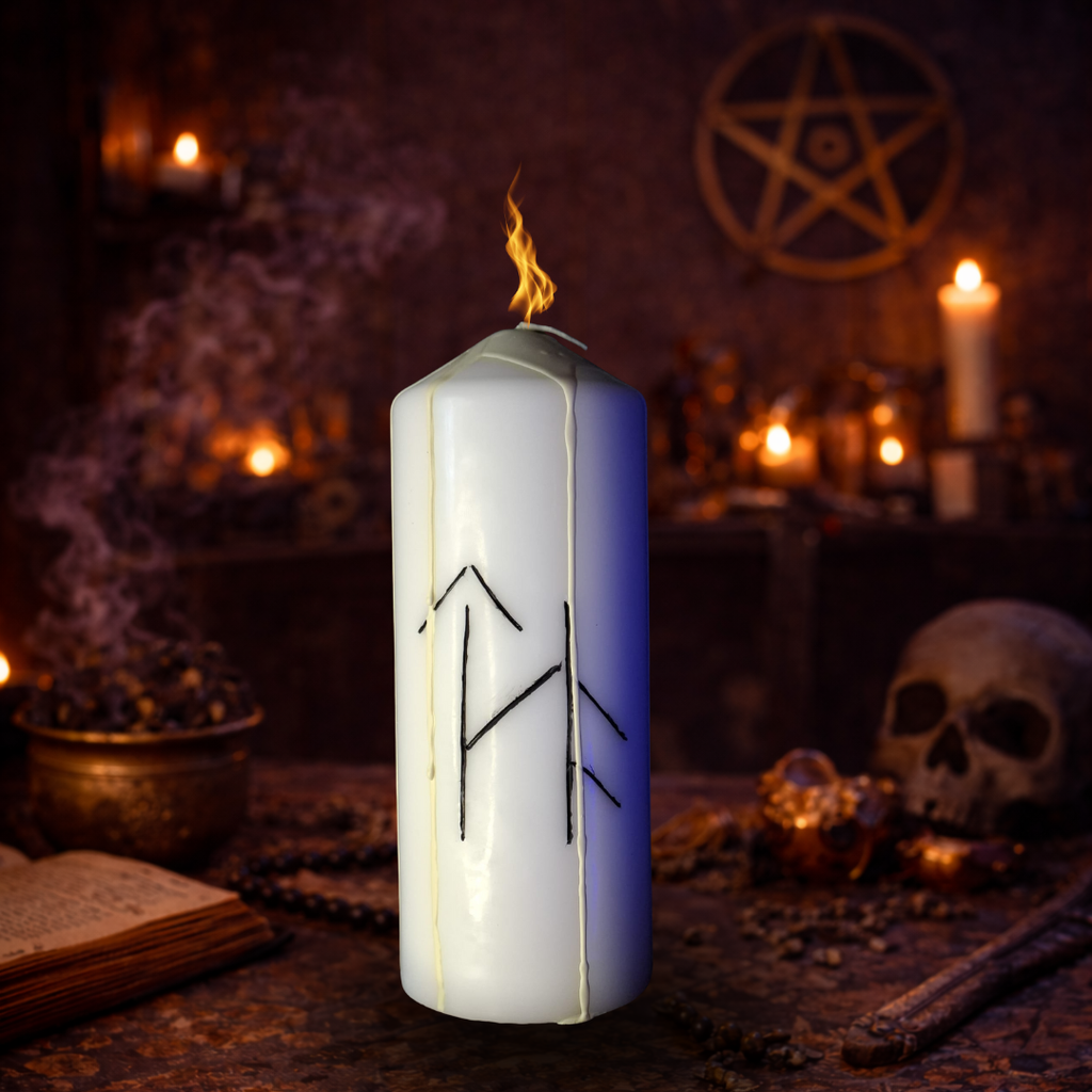 Dreptate Divina – Lumanare Talisman cu Sigilii Runice pentru Echilibru Energetic, Protectie Spirituala, Delimitare si Claritate Interioara – Giovani Tarot