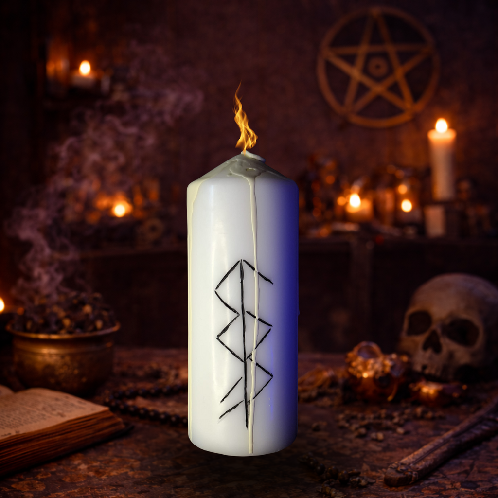 Protectia Copiilor si Somn Linistit – Lumanare Talisman cu Sigilii Runice pentru Siguranta, Calm Emotional, Liniste Nocturna si Armonie in Camera Copilului – Giovani Tarot
