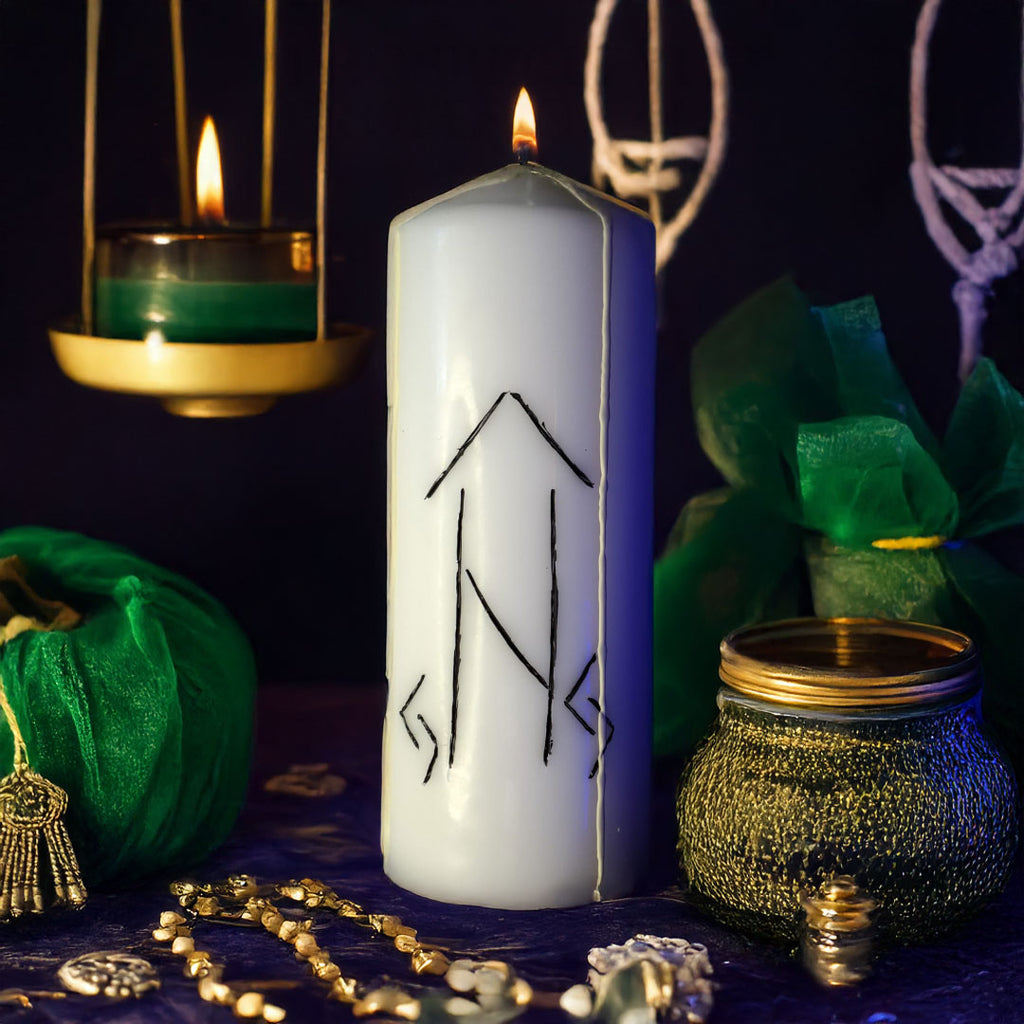 Prosperitate Profesionala – Lumanare Talisman cu Sigilii Runice pentru Evolutie in Cariera, Claritate, Stabilitate si Sustinere Energetica a Drumului Profesional – Giovani Tarot