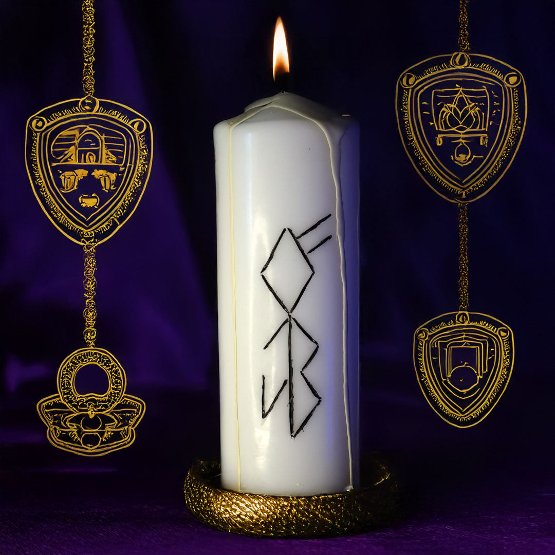 Protectia Familiei – Lumanare Talisman cu Sigilii Runice pentru Protectie Spirituala, Siguranta Caminului, Armonie Familiala si Echilibru Energetic – Giovani Tarot