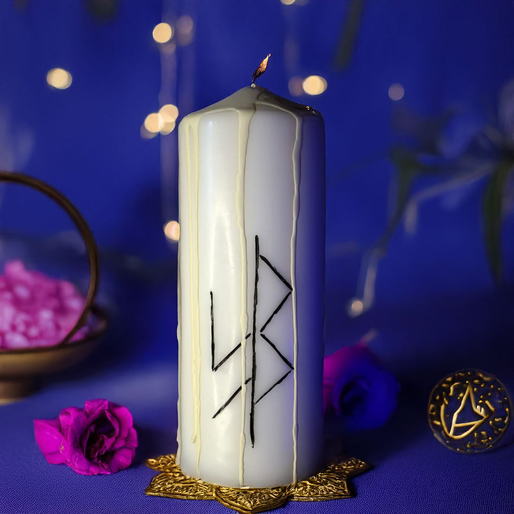 Vindecare Traume: Frica si Tristete – Lumanare Talisman cu Sigilii Runice pentru Calm Emotional, Siguranta Interioara, Eliberare si Armonizare Energetica – Giovani Tarot