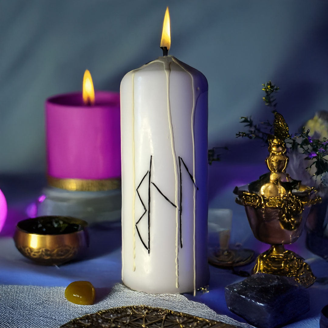 Vindecare Emotionala – Lumanare Talisman cu Sigilii Runice pentru Echilibru Emotional, Eliberare Interioara, Calm si Armonizare Energetica – Giovani Tarot