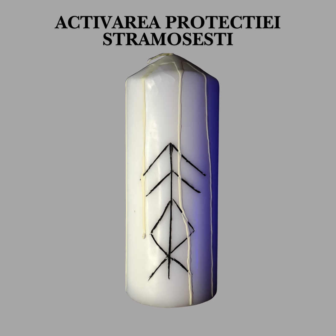 Activarea Protectiei Stramosesti – Lumanare Talisman cu Sigilii Runice pentru Protectie Spirituala, Echilibru Energetic si Sustinere Ancestrala – Giovani Tarot