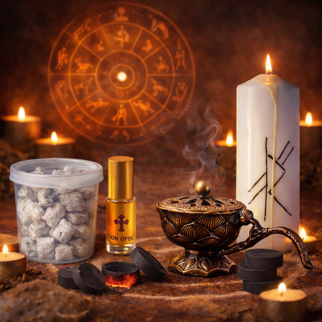 Set Ritual Calauzire Divina pentru Claritate Interioara cu Lumanare Talisman si Tamaie