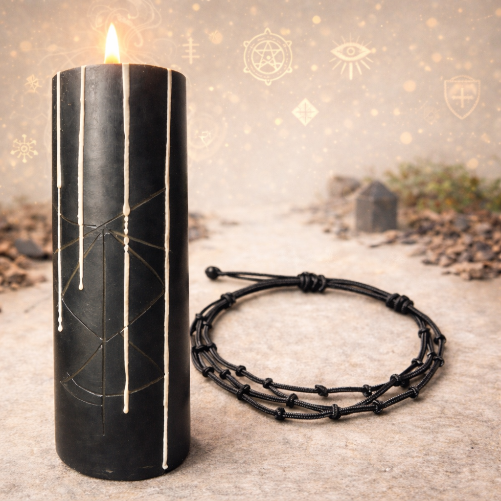 Set Ritualic de Protectie Energetica Suprema – Bratara si Lumanare Personalizate impotriva Vrajilor, Farmecelor si Atacurilor Energetice