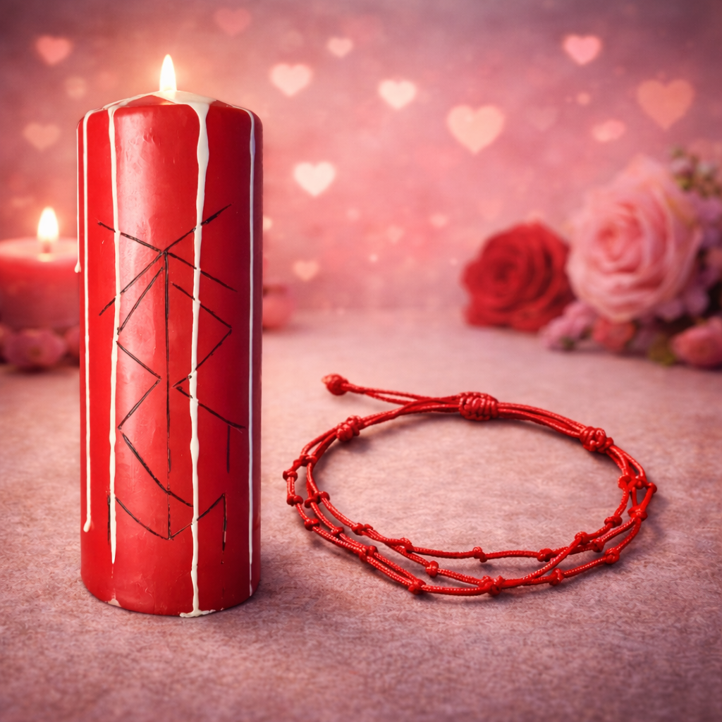 Set Armonie in Relatii de Dragoste – Bratara si Lumanare Ritualica Personalizate  Pentru iubire autentica, echilibru emotional si legaturi sufletesti armonioase