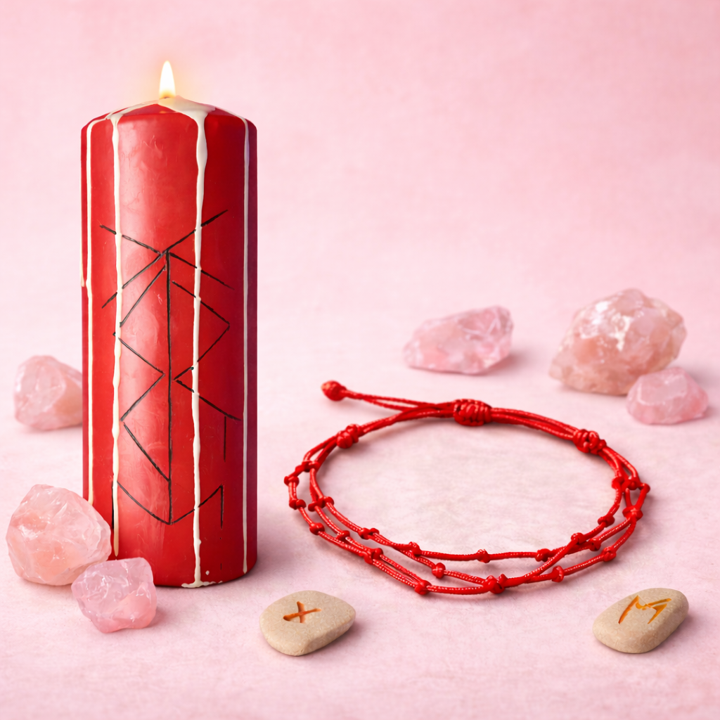 Set Armonie in Relatii de Dragoste – Bratara si Lumanare Ritualica Personalizate  Pentru iubire autentica, echilibru emotional si legaturi sufletesti armonioase