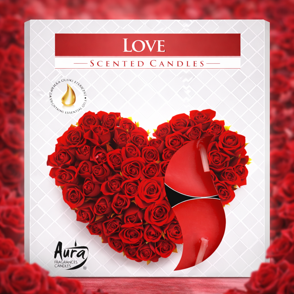 Lumanari parfumate Love cu aroma romantica – set lumanari decorative cu uleiuri esentiale