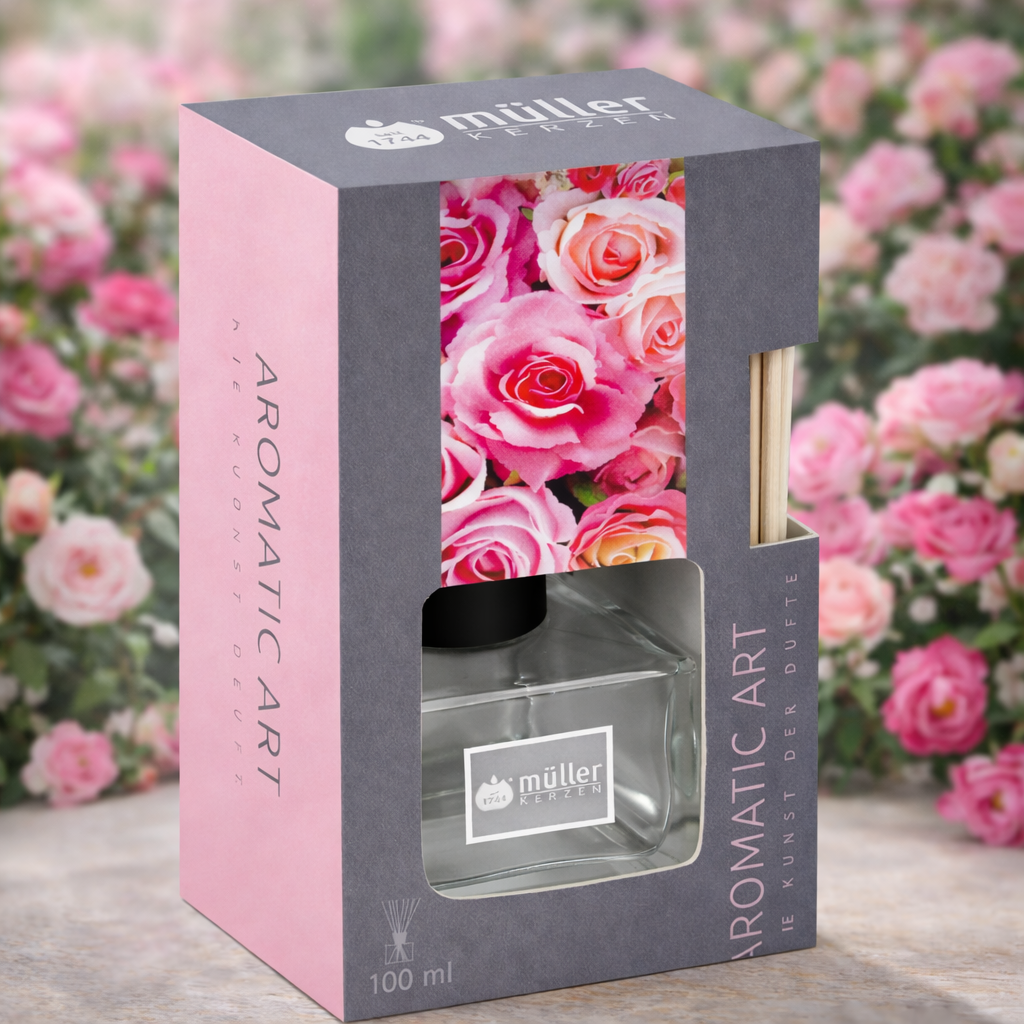 Difuzor de aroma cu betisoare Trandafir 100 ml – parfum ambiental floral, delicat si romantic