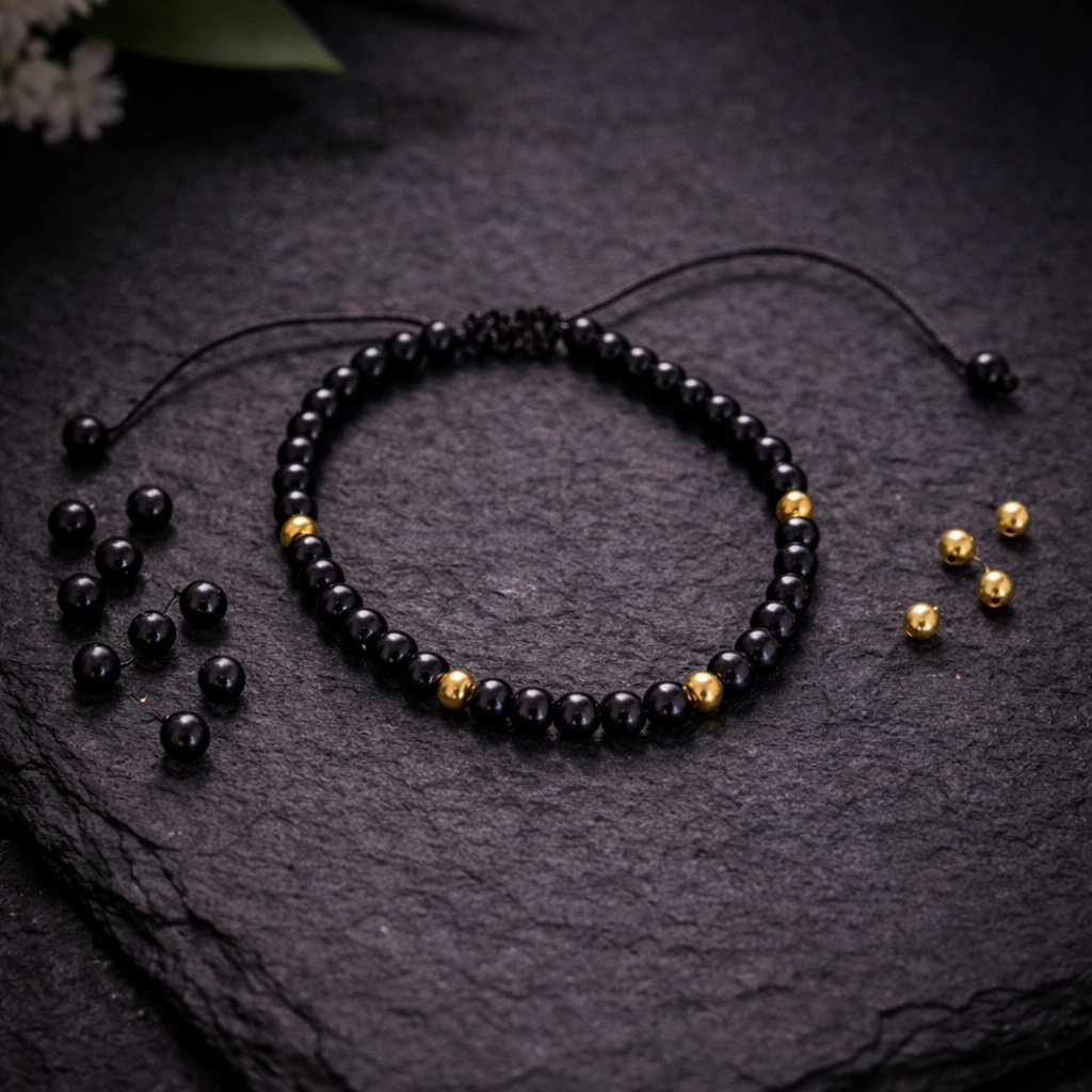 Bratara din Obsidian Negru 4 mm – Protectie Energetica Puternica, Impamantare si Eliminarea Energiilor Negative