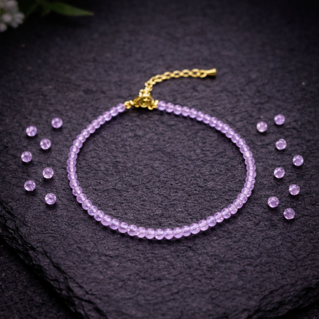 Bratara din Ametist 3 mm – Calm Mental, Protectie Energetica si Claritate Spirituala | 17 cm