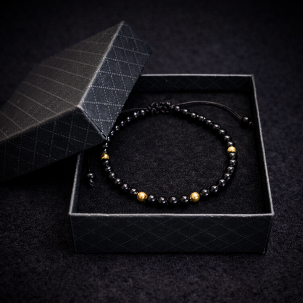 Bratara din Obsidian Negru 4 mm – Protectie Energetica Puternica, Impamantare si Eliminarea Energiilor Negative