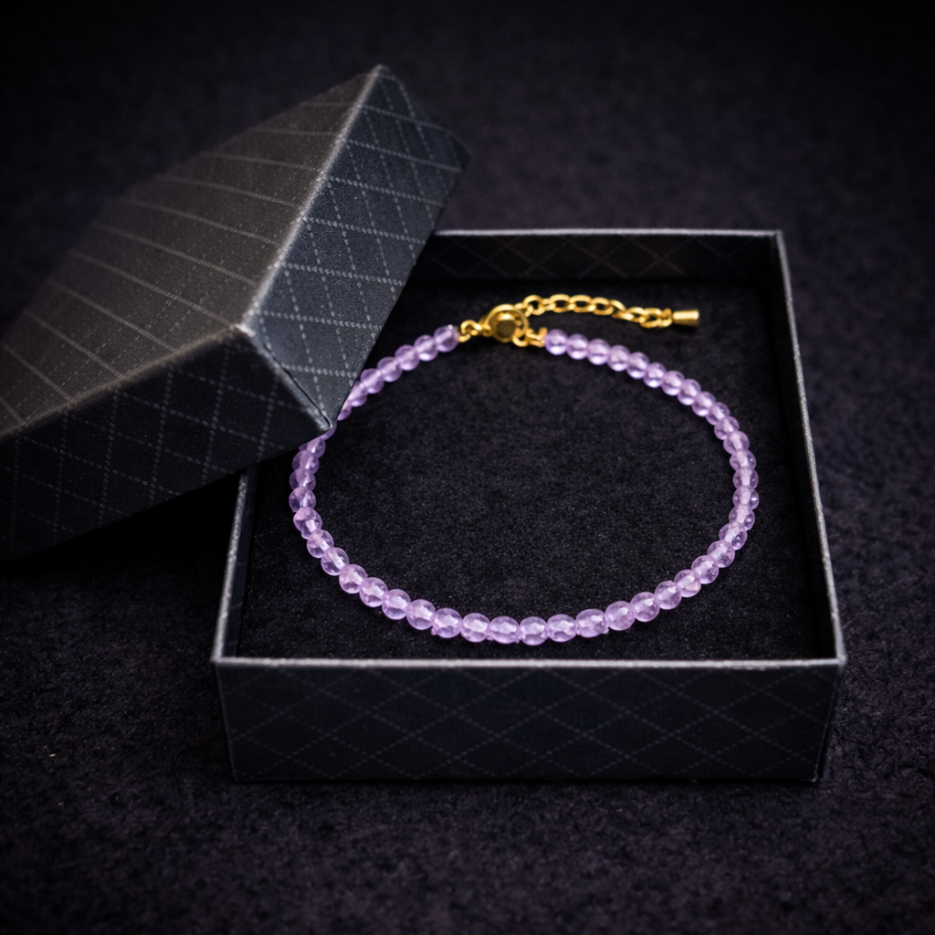 Bratara din Ametist 3 mm – Calm Mental, Protectie Energetica si Claritate Spirituala | 17 cm