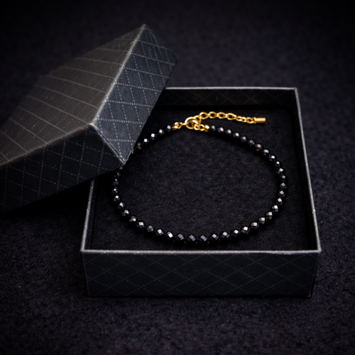 Bratara din Spinel Negru 3 mm – Protectie Energetica, Putere Interioara si Claritate Mentala | 17 cm