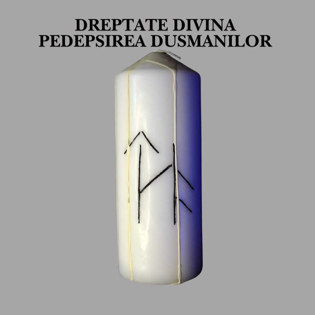 Dreptate Divina – Lumanare Talisman cu Sigilii Runice pentru Echilibru Energetic, Protectie Spirituala, Delimitare si Claritate Interioara – Giovani Tarot