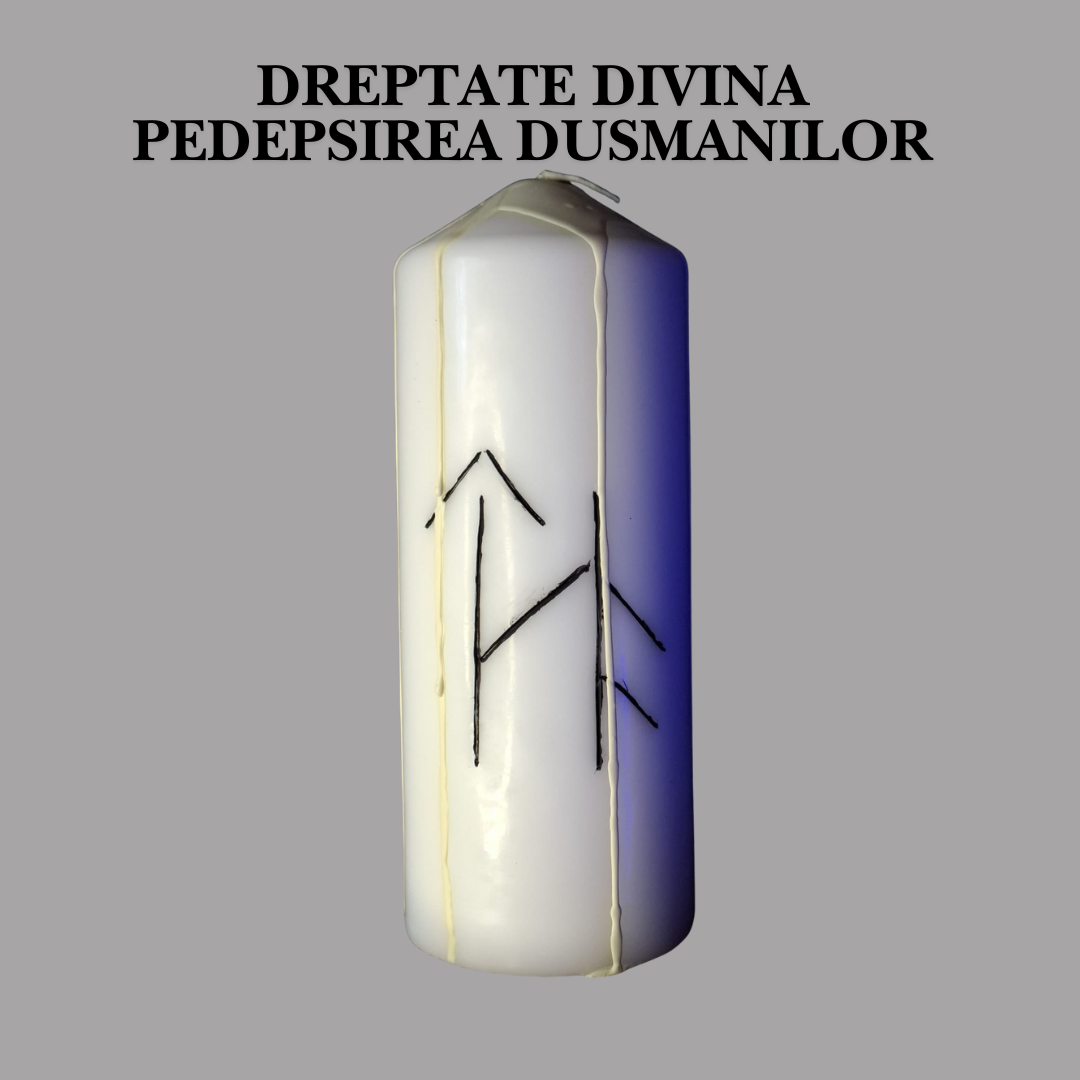 Dreptate Divina – Lumanare Talisman cu Sigilii Runice pentru Echilibru Energetic, Protectie Spirituala, Delimitare si Claritate Interioara – Giovani Tarot