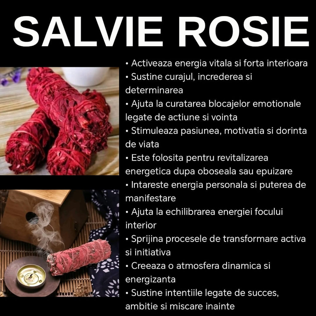 Salvie rosie naturala pentru curatare energetica, iubire si echilibru emotional – Giovani Tarot