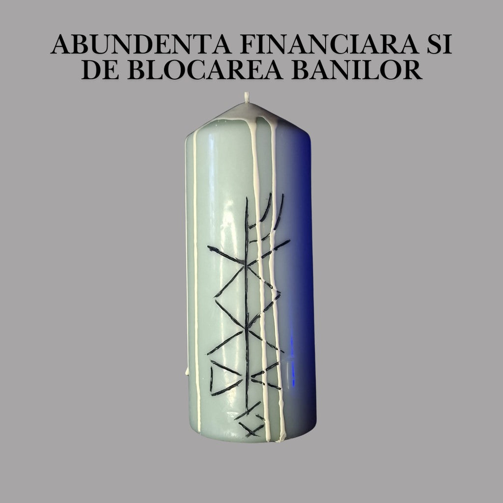 Abundenta Financiara si Deblocarea Banilor – Lumanare Talisman cu Sigilii Runice pentru Prosperitate, Flux Financiar, Stabilitate Materiala si Atragerea Banilor – Giovani Tarot