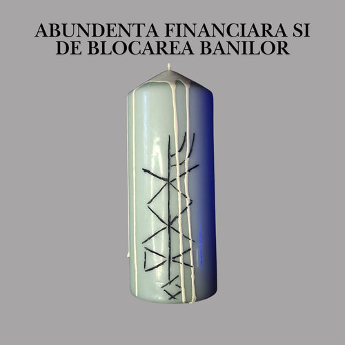 Abundenta Financiara si Deblocarea Banilor – Lumanare Talisman cu Sigilii Runice pentru Prosperitate, Flux Financiar, Stabilitate Materiala si Atragerea Banilor – Giovani Tarot