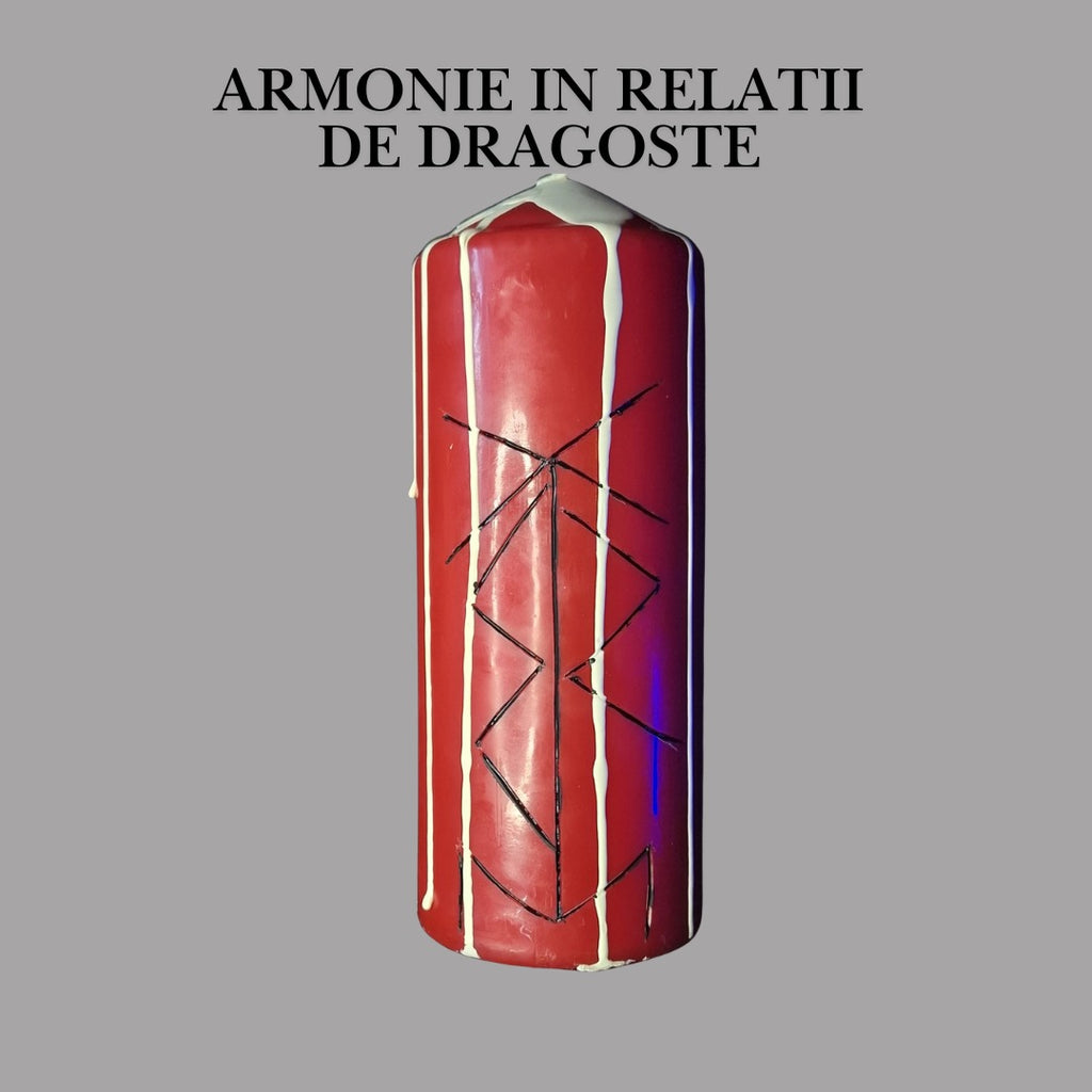 Armonie in Relatii de Dragoste – Lumanare Talisman cu Sigilii Runice pentru Iubire Constienta, Echilibru Emotional, Conectare Autentica si Armonizare Energetica – Giovani Tarot