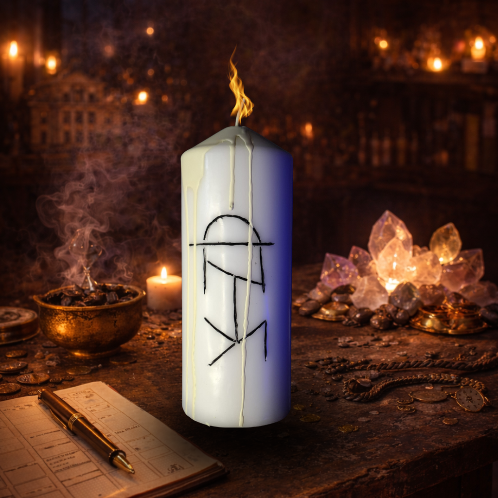 Atragerea Norocului – Lumanare Talisman cu Sigilii Runice pentru Oportunitati Favorabile, Sincronizare Pozitiva, Claritate si Deschidere Energetica – Giovani Tarot