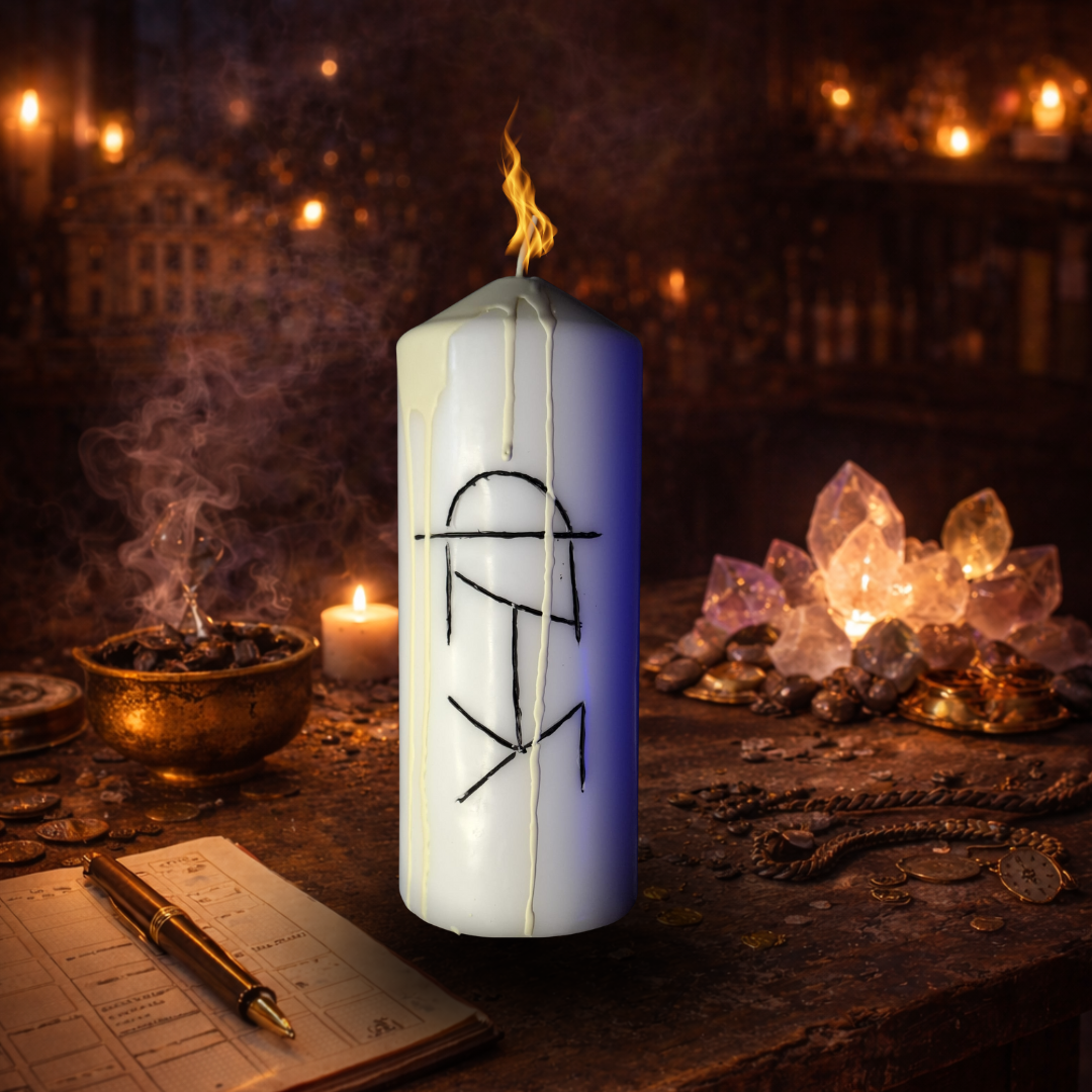 Atragerea Norocului – Lumanare Talisman cu Sigilii Runice pentru Oportunitati Favorabile, Sincronizare Pozitiva, Claritate si Deschidere Energetica – Giovani Tarot
