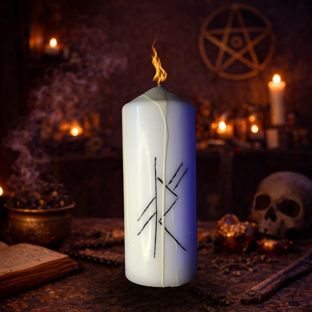 Calauzire Divina – Lumanare Talisman cu Sigilii Runice pentru Claritate Interioara, Indrumare Spirituala, Decizii Constiente si Echilibru Energetic – Giovani Tarot