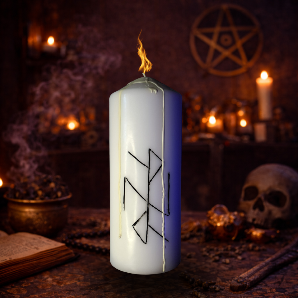 Liniste si Pace Sufleteasca – Lumanare Talisman cu Sigilii Runice pentru Calm Interior, Echilibru Emotional, Relaxare si Armonizare Energetica – Giovani Tarot