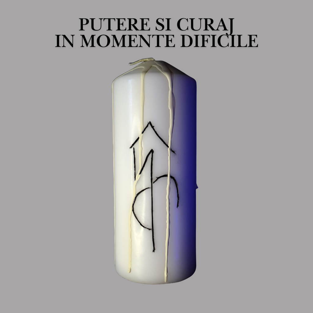 Putere si Curaj in Momente Dificile – Lumanare Talisman cu Sigilii Runice pentru Forta Interioara, Rezilienta, Claritate si Sustinere Emotionala – Giovani Tarot