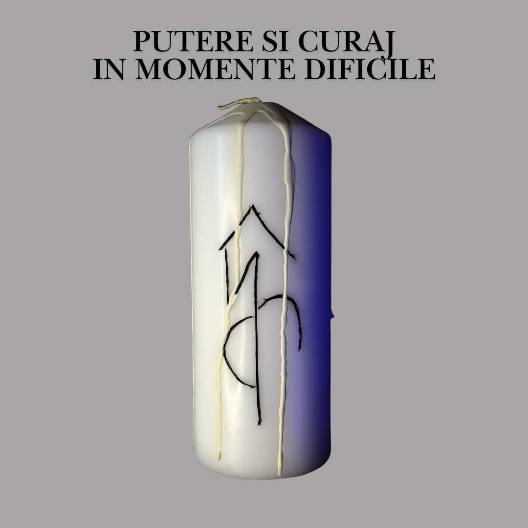 Putere si Curaj in Momente Dificile – Lumanare Talisman cu Sigilii Runice pentru Forta Interioara, Rezilienta, Claritate si Sustinere Emotionala – Giovani Tarot