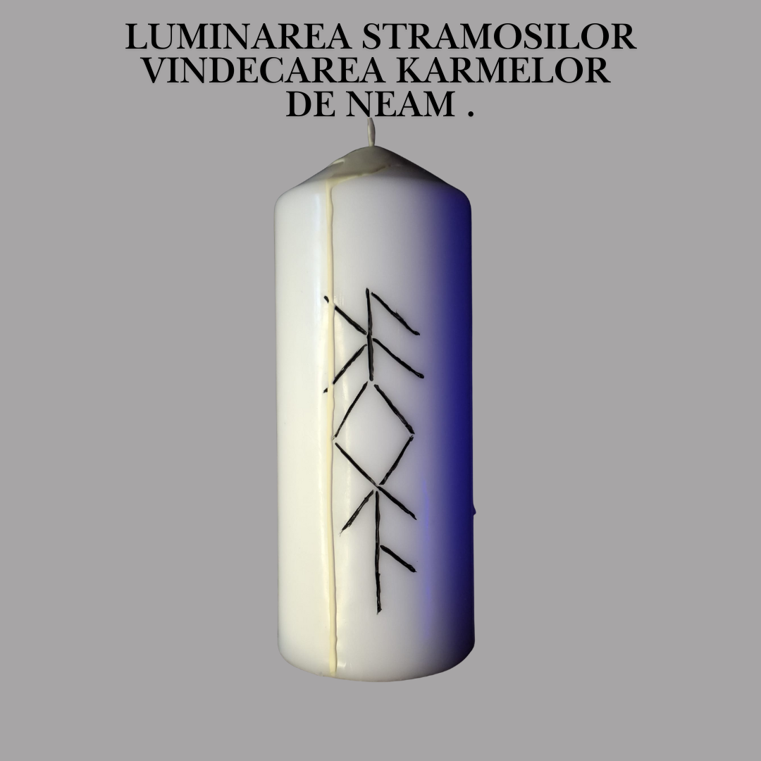 Luminarea Stramosilor – Vindecarea Karmelor de Neam – Lumanare Talisman cu Sigilii Runice pentru Armonizare Ancestrala, Echilibru Energetic si Claritate Spirituala – Giovani Tarot
