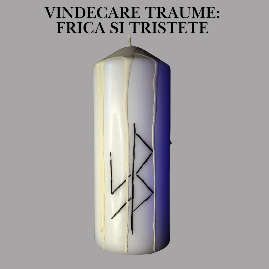 Vindecare Traume: Frica si Tristete – Lumanare Talisman cu Sigilii Runice pentru Calm Emotional, Siguranta Interioara, Eliberare si Armonizare Energetica – Giovani Tarot