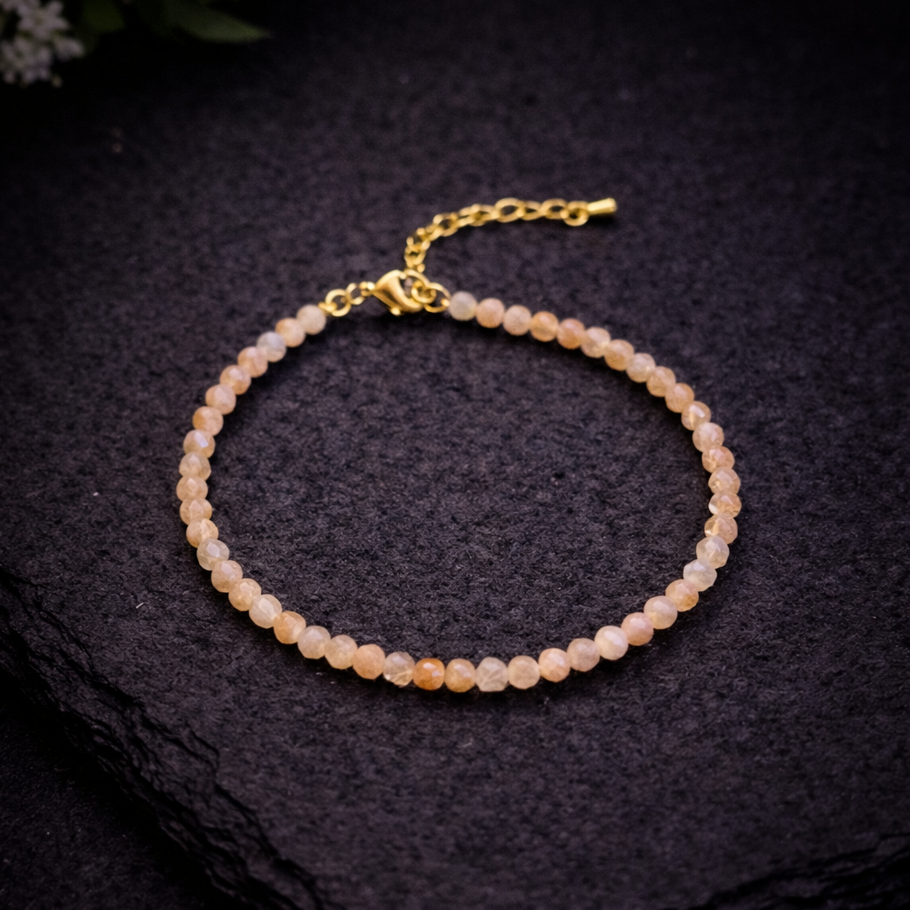 Bratara din Piatra Soarelui 3 mm – Energie Pozitiva, Incredere in Sine si Vitalitate | 17 cm