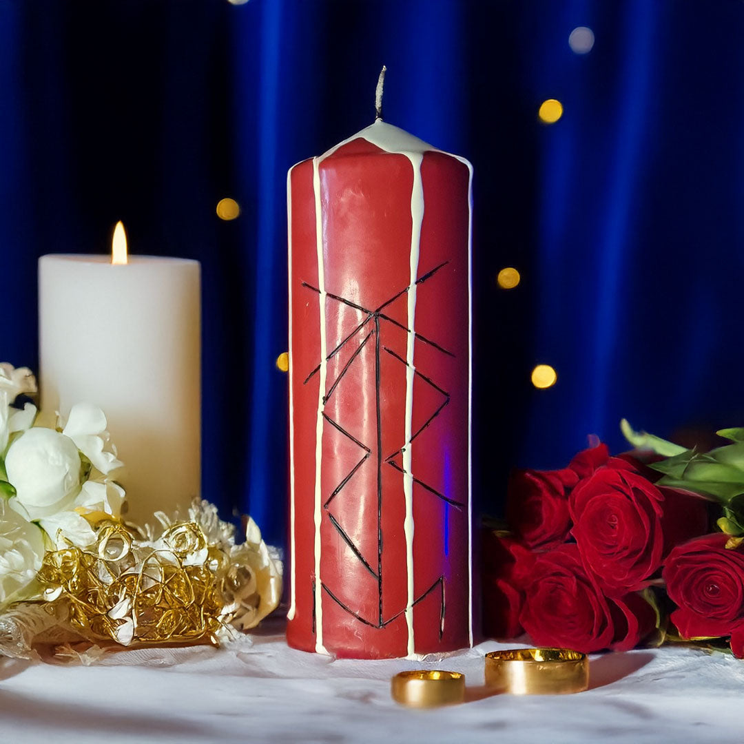 Armonie in Relatii de Dragoste – Lumanare Talisman cu Sigilii Runice pentru Iubire Constienta, Echilibru Emotional, Conectare Autentica si Armonizare Energetica – Giovani Tarot