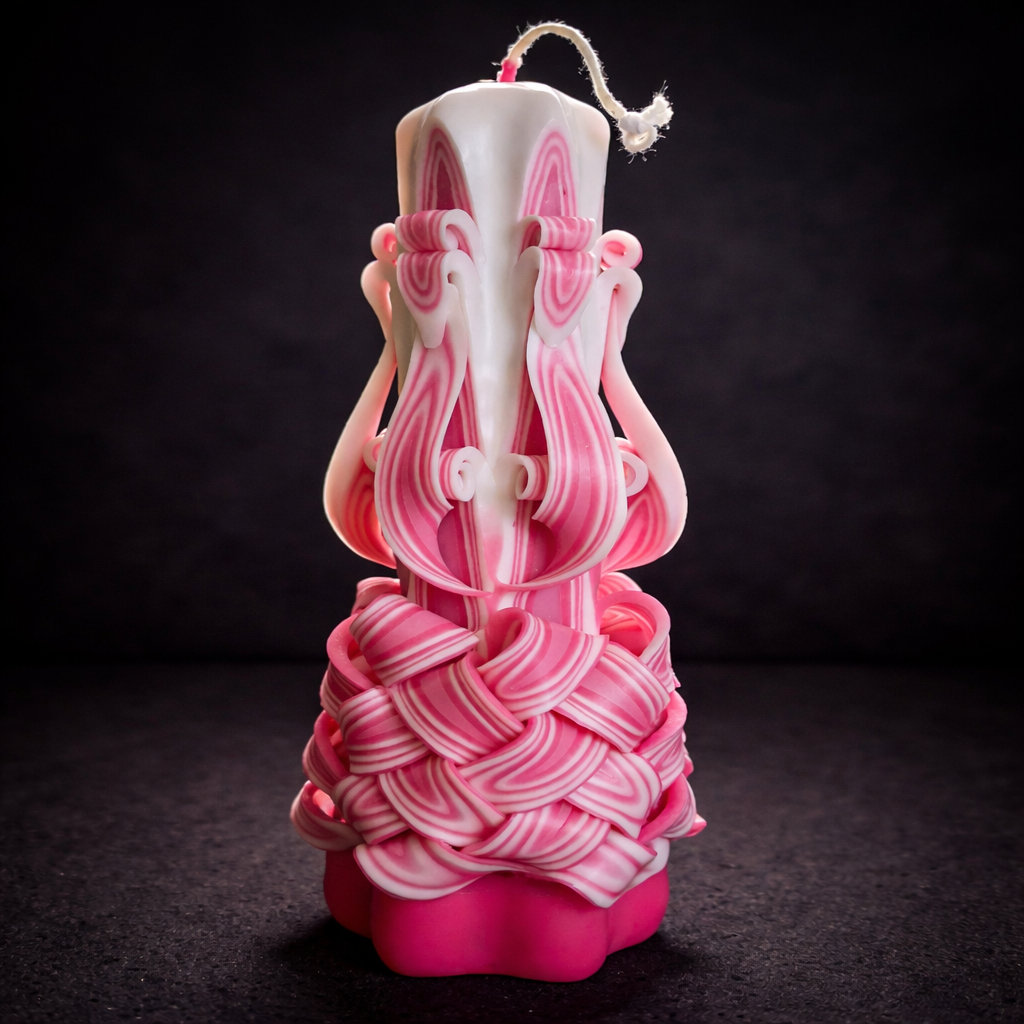 Lumanare Sculptata din Parafina Roz – Energie a Iubirii, Armonie Emotionala si Intentie Constienta | 20 cm