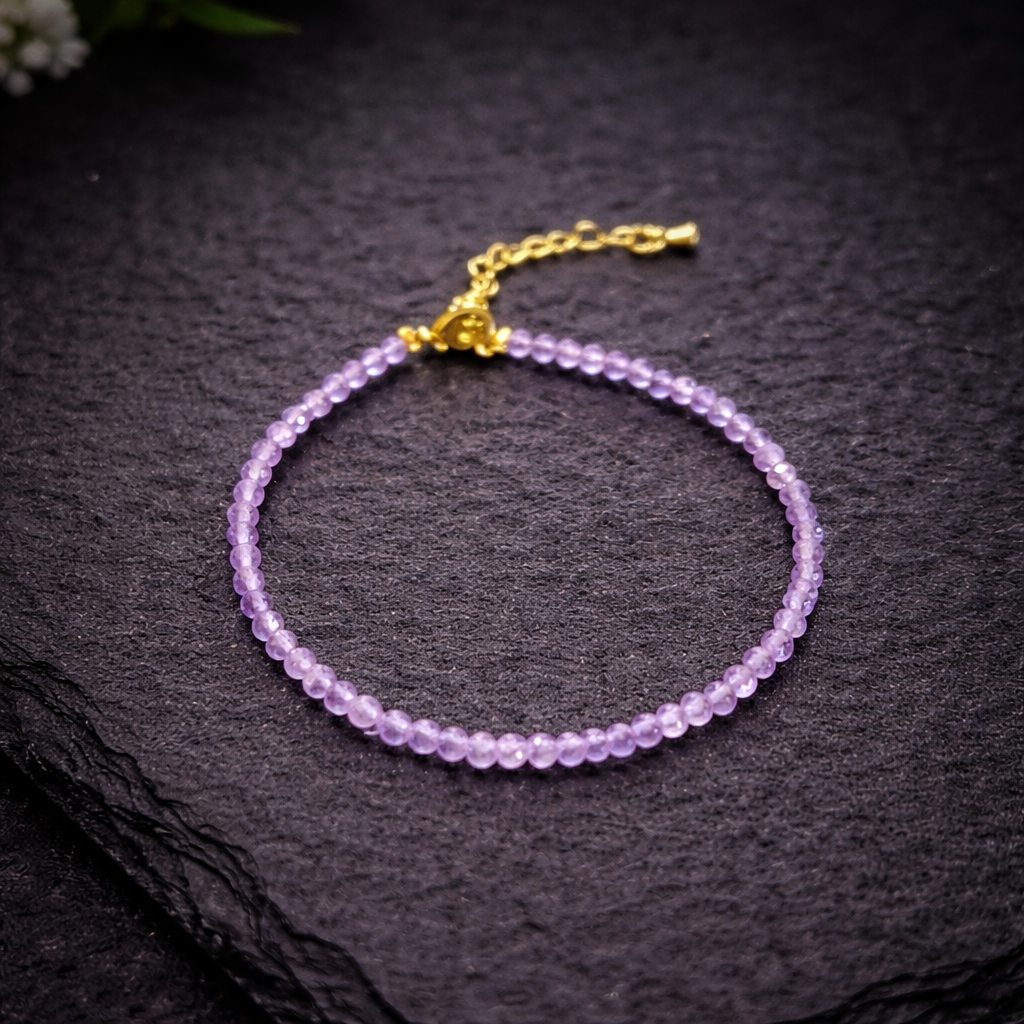Bratara din Ametist 3 mm – Calm Mental, Protectie Energetica si Claritate Spirituala | 17 cm
